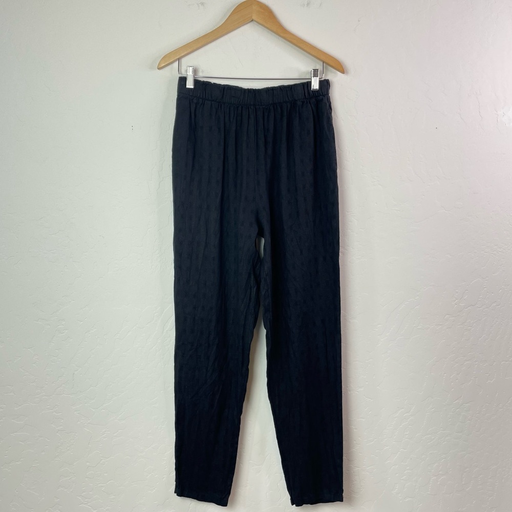 Bryn Walker Black Textured Pull-On Elastic Waist Women’s Tapered Lagenlook Pants
